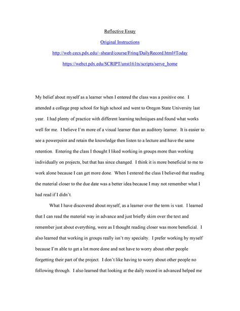 Written Reflection Template