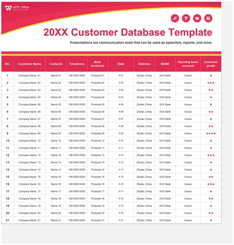 Xls Customer Databe Template