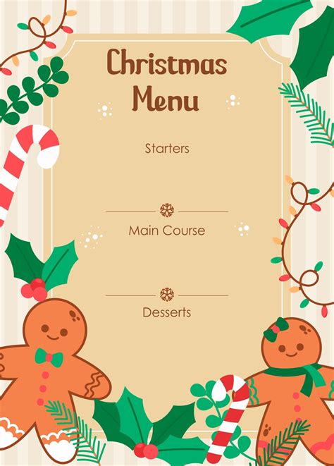 Xmas Menu Template Free