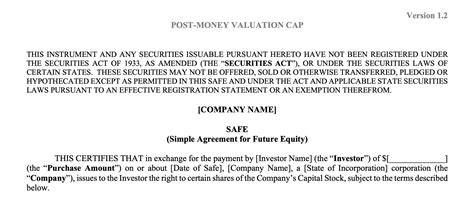 Y Combinator Safe Agreement Template