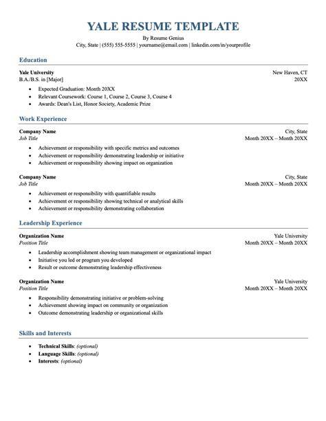 Yale Resume Template Google Docs