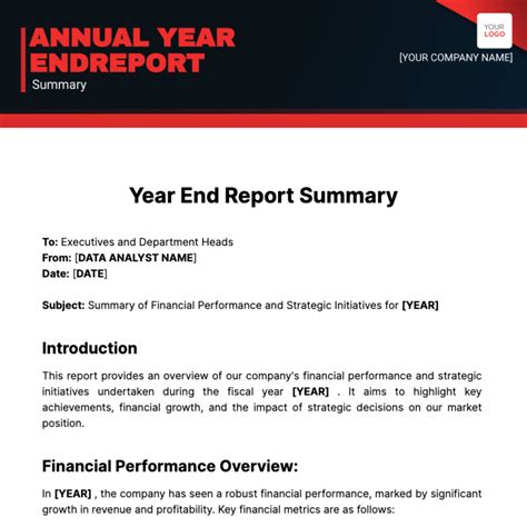 Year End Report Template