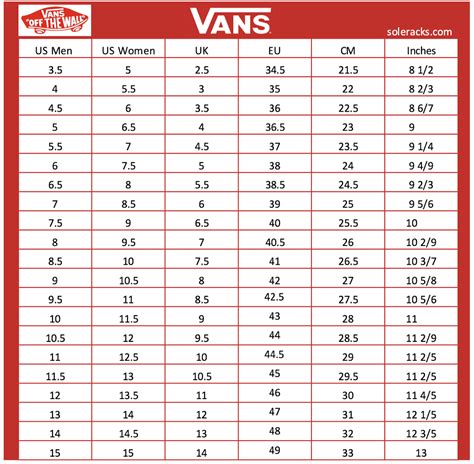 Youth Vans Size Chart