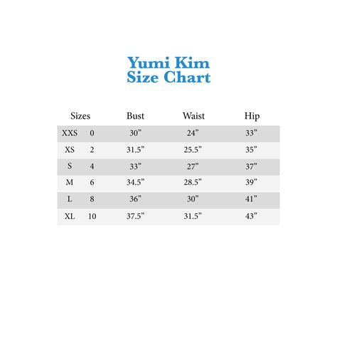 Yumi Kim Size Chart