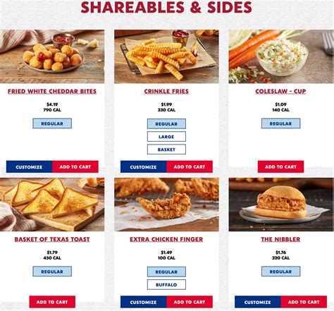 Zaxbys Menu Printable