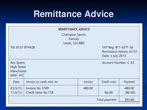 Ach Remittance Advice Template