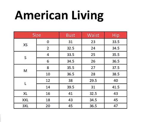 American Size Conversion Chart