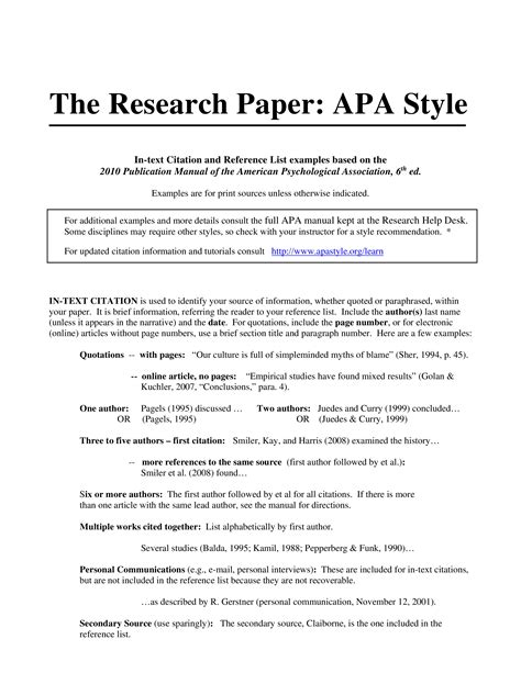 Apa Format Research Paper Template