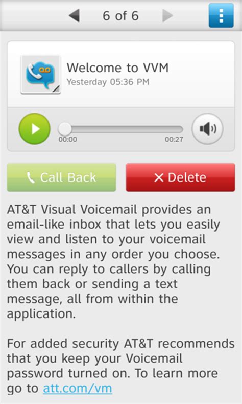 at&t visual voicemail