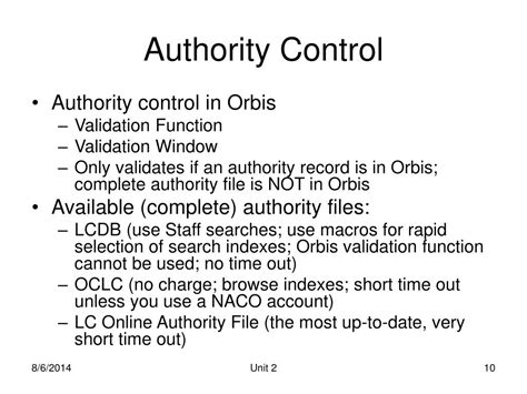 Authority Control In Cataloging
