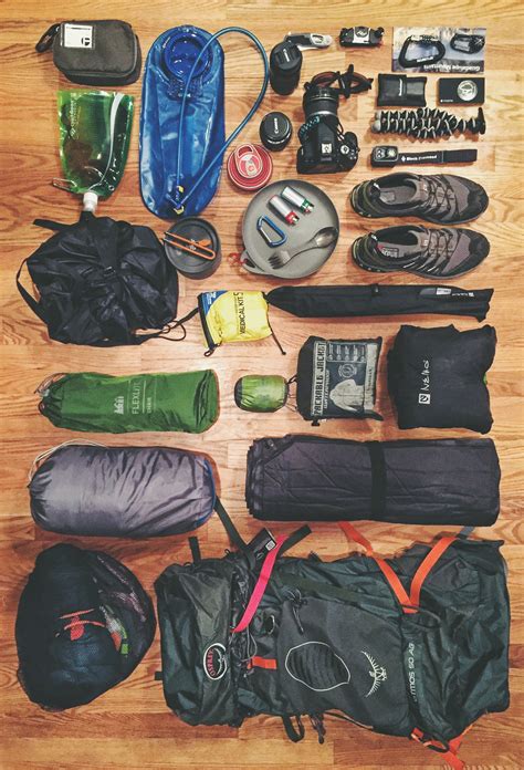 backpacking gear and supplies