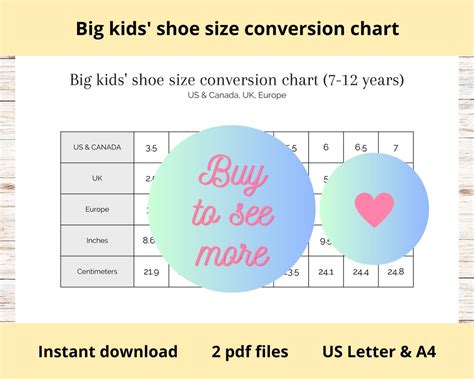 Big Kids Size Chart