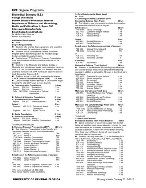 Biomedical Science Ucf Catalog