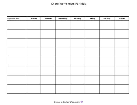 Blank Table Chart