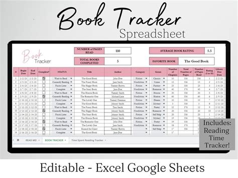 Book Tracker Sheets Template