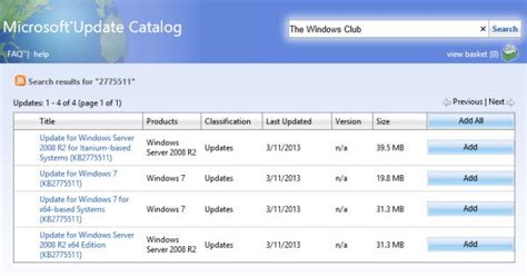 Catalogo De Windows Update
