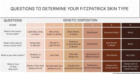 Chart Skin Tone Types