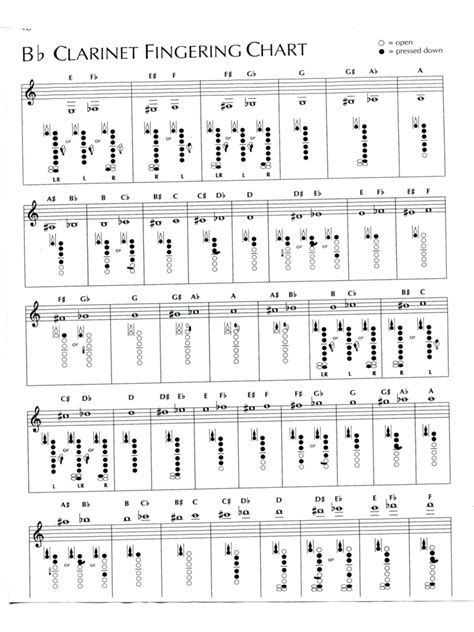 Clarinet Bb Fingering Chart