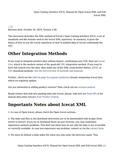 Commercial Xml And Open Catalog Interface Standards