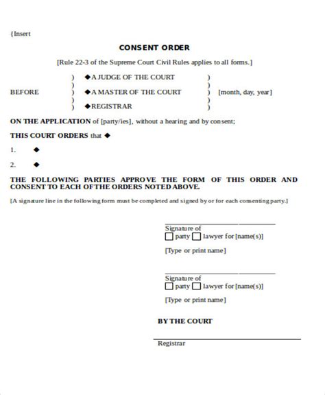 Consent Orders Template
