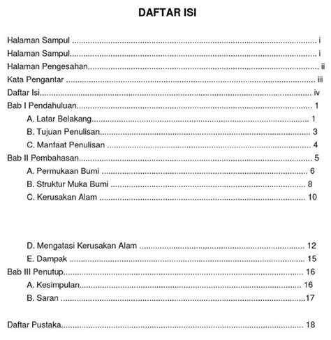Contoh Daftar Isi