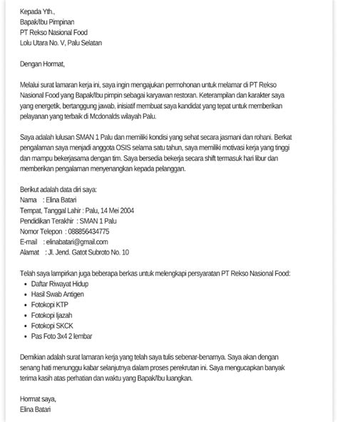cover letter puskesmas indonesia