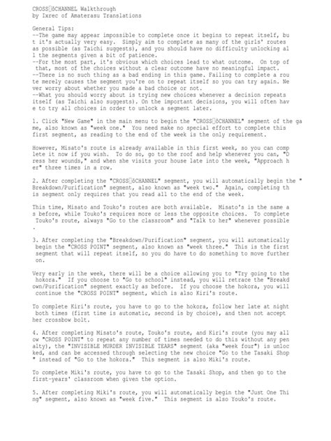 Cross Channel Walkthrough