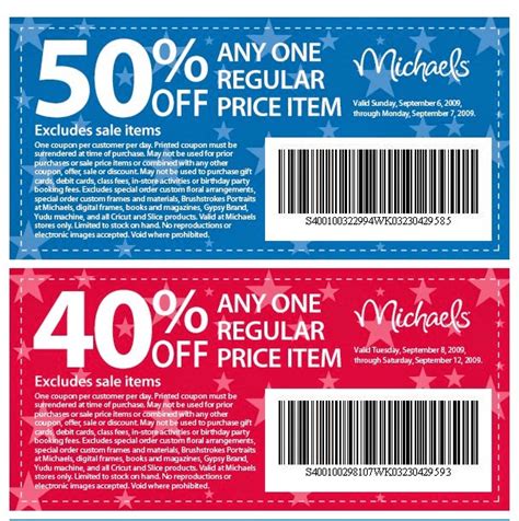 Current Michaels Coupons Printable