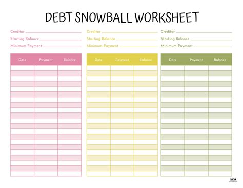 Debt Snowball Printable Worksheet