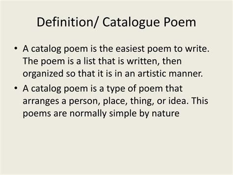 Define Catalog Poem