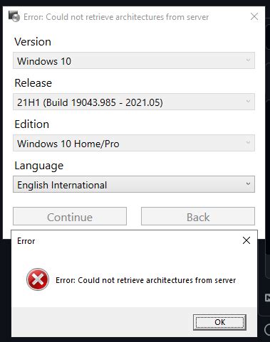 Error Could Not Retrieve Catalog From Remote Server