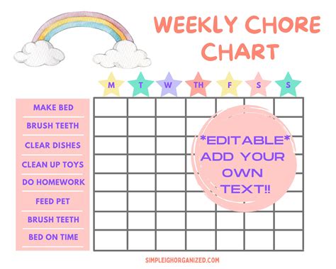 Etsy Chore Chart