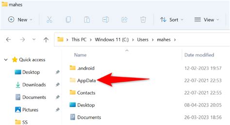 File Explorer showing AppData folder