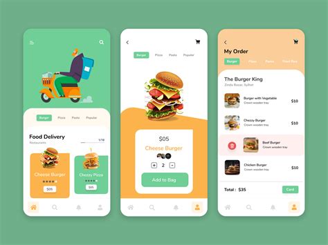 food delivery app interface