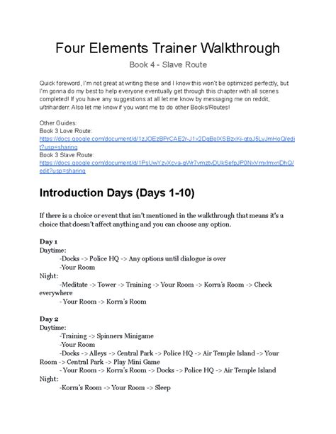 Four Elements Trainer Book 4 Slave Route Walkthrough