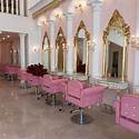 gold and pink salon interior design