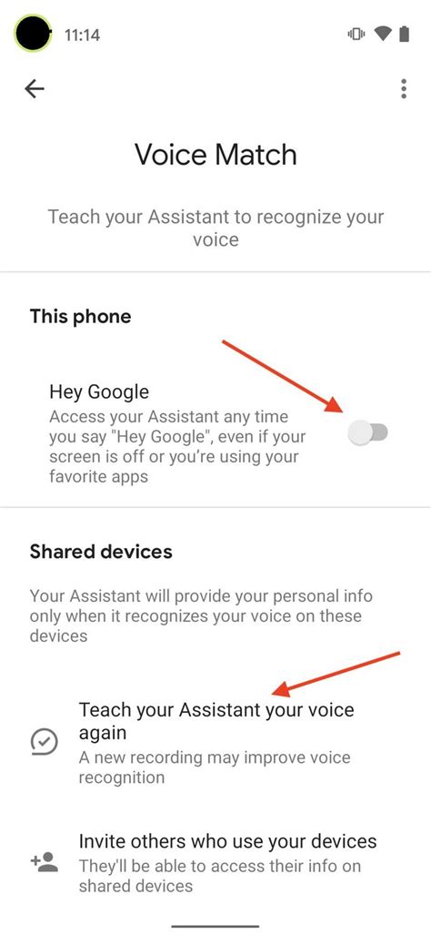 Google Assistant Voice Match Sensitivity Settings