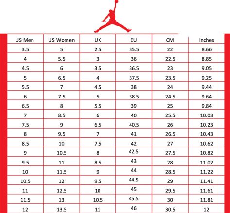 Gs Jordan Size Chart