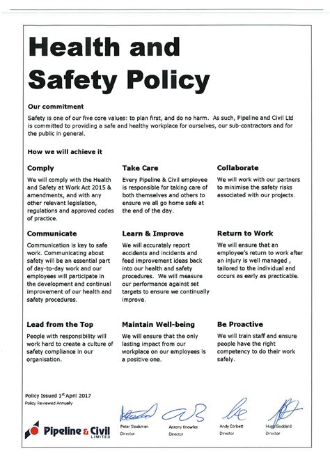 Health & Safety Officer Developing Policies And Procedures