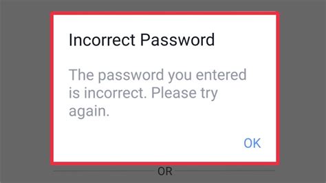 incorrect password