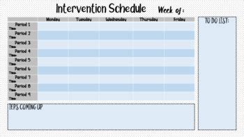 Intervention Schedule Template