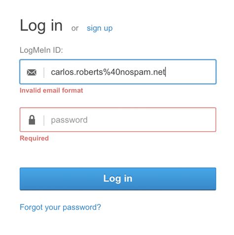 Invalid Email Address or Password
