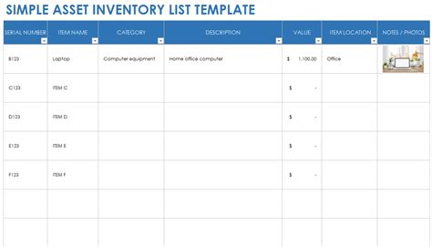 Inventory Template Free
