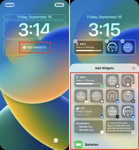 iOS lock screen widgets