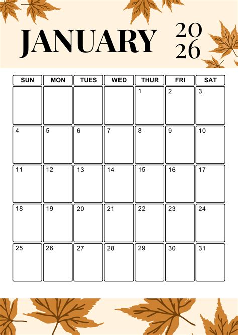 January Template Calendar