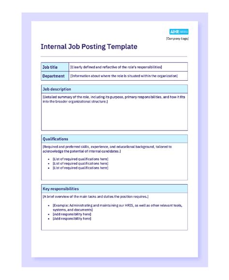 Job Posting Template Word