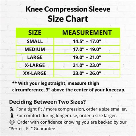 Knee Compression Sleeve Size Chart