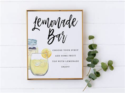 Lemonade Bar Sign Printable
