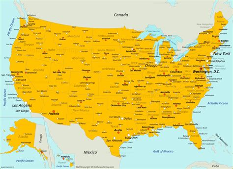 Map of USA with Cities