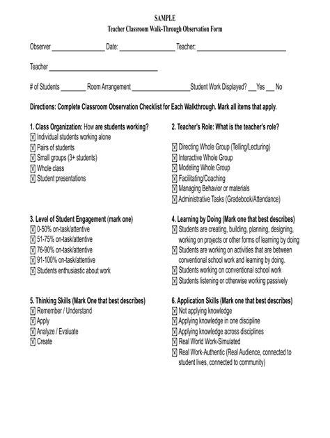 Marzano Walkthrough Form